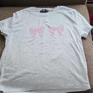 Kids White Shirt with Pink Bows